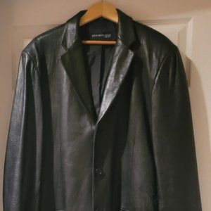 Kenneth Cole New York Black Lambskin Leather Car Coat